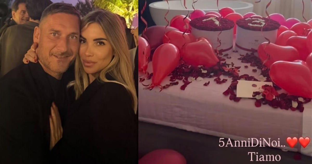 Francesco Totti e Noemi Bocchi gaffe anniversario